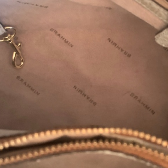 Brahmin Silver Celia Bag with Pecan trim and orange piping. - Picture 6 of 14